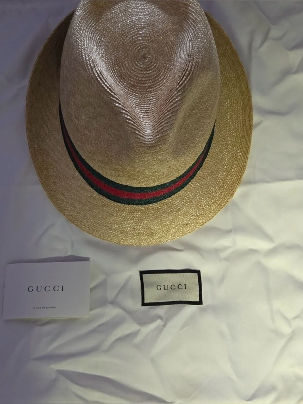 Gucci Natural Straw Fedora with Black Interior Band